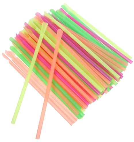 Beavorty Snow Cone Spoon Straws 300PCS Slushie Straws with Spoon Multi-color Disposable Plastic Straws in Assorted Bright Colors for Party Gathering and Home Use
