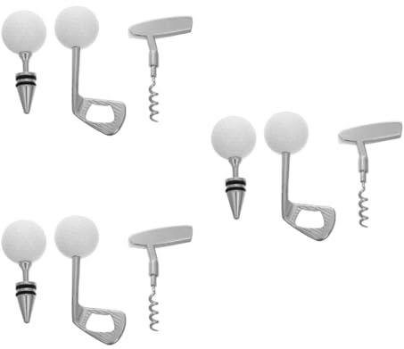 Amosfun 3 Juegos Tapón De Vino De Golf Abridores De Botellas De Restaurante Juego De Abridor De Vino/abridor De Cerveza. Suministros De Vacaciones Abrelatas Silver Acero Inoxidable