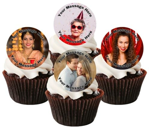 Personalised Edible Cake Toppers | Add Up To 4 Different Images | Multiple Shapes & Sizes | Custom Image & Message | Icing or Wafer Card | For Birthdays & Celebrations | PRE-CUT & Ready to Use