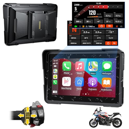 LBW 7 Motorcycle CarPlay Fit for BMW, Native Wonder Wheel Control, Data Reading, Wireless Bluetooth, GPS Navigation System, 1200 Nits IP69K Waterproof Touch Screen, Plug&Play, Android Auto/Siri/TPMS
