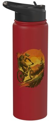 Mountain Bike Downhill Cyclist On MTB, Bicycle, E-bike Stainless Steel Insulated Water Bottle