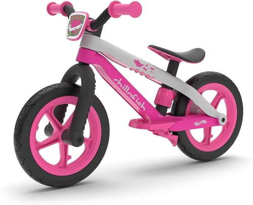 Chillafish BMXie2 12 Leichtes Laufrad mit Fußbremse – Verstellbarer Sitz, Luftlose Reifen und BMX-Design für Kinder 2-5 Jahre CPMX02PIN