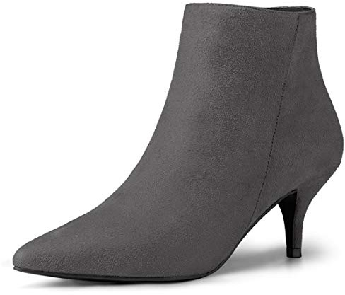 Allegra K Damen Stiefeletten mit spitzem Zehenbereich, Reißverschluss, Stiletto-Absatz, Stiefeletten, grau, 40 EU