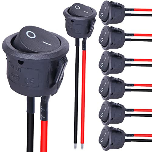Taiss 10 pezzi Interruttore a bilanciere Rotondo 2 Posizioni SPST ON/OFF 2 Pin Interruttore a Levetta 10A 220V-250V AC con Linea di saldatura,per Elettrodomestici,Auto Barca KCD1-X-Y