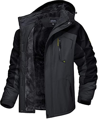 MAGCOMSEN Winterparka Herren Wasserdicht Atmungsaktiv Snowboardjacke Fleece Outdoorjacke Warm Gefüttert Skijacke Herren Softshelljacke Winddicht Trekkingjacke mit Multi Taschen 3XL