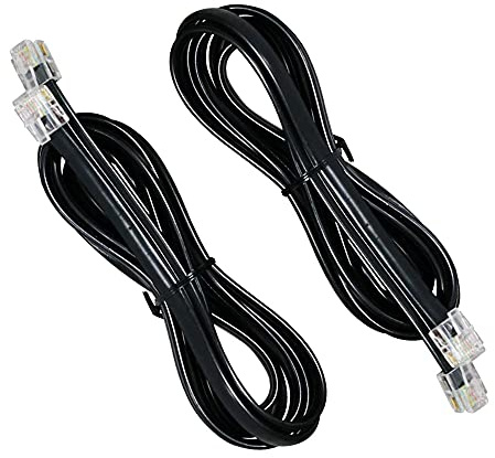 HPWFHPLF Telephone Wires, 2-Pack 10 Feet 6P6C RJ12 Cable – Male-to-Male Phone Cord for Landline, Modem, Fax, Office & Home (Black)