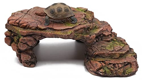 Svauoumu Turtle Basking Platform with Rock Ladder Reptile Hide Leopard Gecko Axolotl Shelter Aquarium Caves ​Terrarium Habitat Decoration