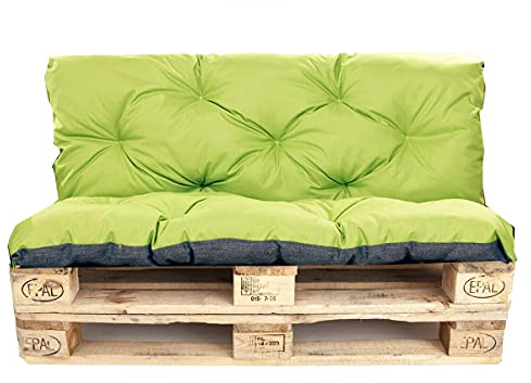 Cuscino per pallet, per interni ed esterni, 120 x 60 cm, schienale 120 x 60 cm, colore: Lime