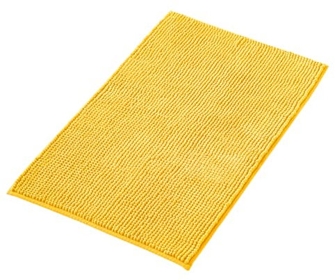 Decomira Badematte rutschfest | Als Badteppich Set kombinierbar | Badezimmer-Teppich Bad-Vorleger waschbar aus Chenille | Duschvorleger für Dusche, Badewannen, WC Deko | Gelb - 40x60 cm