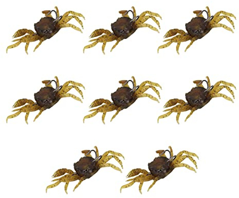 Chazcool 8PCS Artificial Crab Baits, Cranka Crab Lure with Sharp Hooks, Fishing Tackle Accessory Tool, Yellow Brown