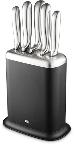 Good Food in Partnership with Tower 5Pc Knife Set Including 8 inch Chef’s, Carving and Bread Knives with 1x 5 inch Utility and a 3.5 inch Paring Knife, Black and Stainless Steel, GF851062