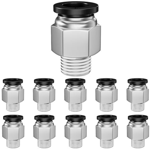 10 Stück 8mm Pneumatischer Anschluss Schlauch AD x 1/8 Zoll BSP Außengewinde,Schnellverschluss Luftleitungsadapter,gerade Steckfittings(PC8-01)(8mm -（1/8″）)