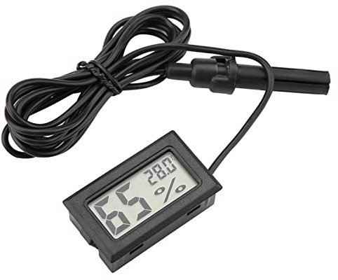 Mini Hygrometer, Termometerfuktighetsmonitor med Extern Sond, LCD -display. för Reptiltank, Fiskbehållare, Cigarrrum