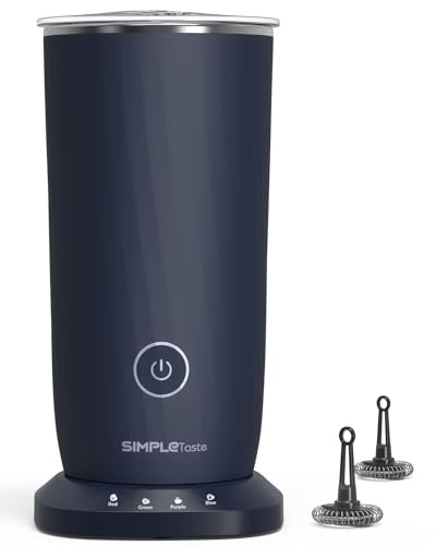 SIMPLETASTE 4-in-1 Electric Milk Frother and Warmer, Automatic Hot and Cold Foam Maker for Latte, Cappuccino, Macchiato - Dark Blue