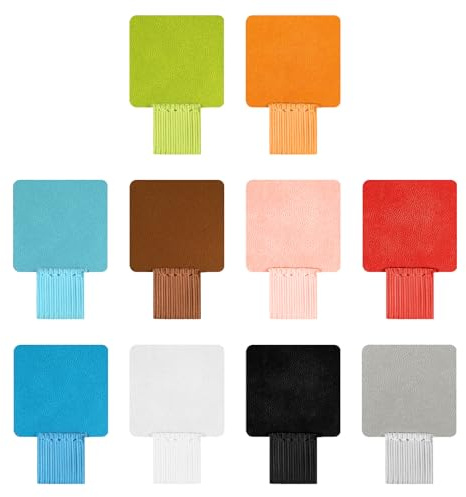 Lethra 10 Pièces Porte Stylo Auto Adhésive, Porte Stylos Autocollants avec Élastique en Cuir, Pen Loop pour Stylo pour Carnets, Agendas, Tablettes, porte Documents, 10 Couleurs