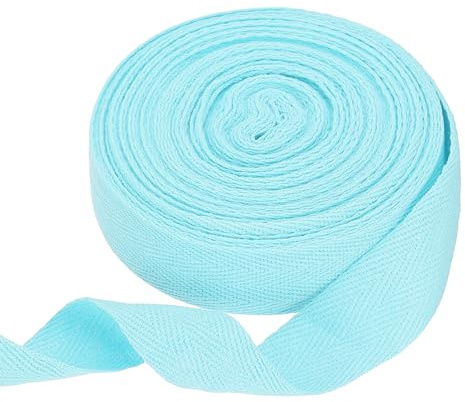 QUARKZMAN Nastro in Cotone Spina di Pesce 25mm x 10 Metri Nastro A Treccia Nastro A Bordo Obliquo per Fai da Te Cucito Confezione Regalo Blu Chiaro