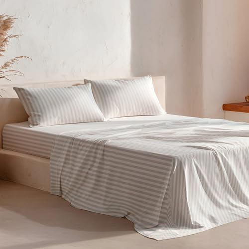 GAMUSI Juego de sábanas Floral Cama 135 x 190/200, 100% Algodón, 4 Piezas, Transpirable, Suaves, Color Verde