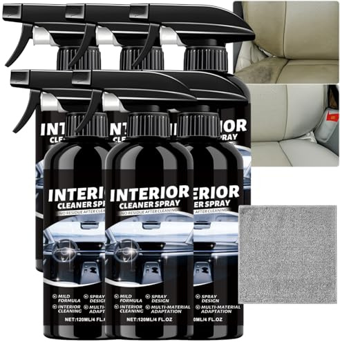JASUBAI Spray per la Pulizia degli Interni dell'auto Multiuso, detergente per lucidatura 3 in 1 per cruscotti, sedili in Pelle, tappezzeria in Tessuto, Vinile, Senza Strisce e Protettivo (6PCS)