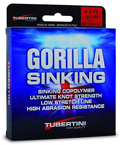 Tubertini Gorilla Sinking Angelschnur, 0,18 mm, 350 m, ideal für alle Angeltechniken