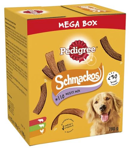 Pedigree Schmackos Mega Pack 110/112 Strips Snacks, Dog Treat Multipack with Beef, Lamb and Poultry Flavours