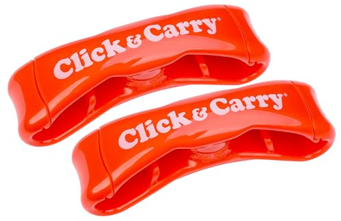 Click & Carry Tragetasche für Lebensmittel, mit weich gepolstertem Griff, Rot Verwenden Sie sie als freihändige Einkaufstasche, Plastiktütenhalter, Sportausrüstungsträger und mehr Klicken und Tragen