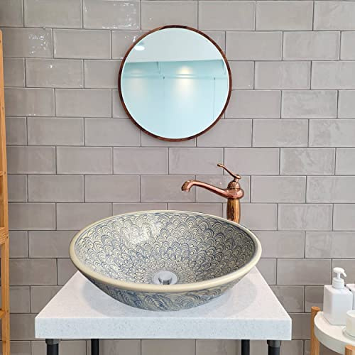 Bathroom Blue Washbasin, Ceramic Vessel Sink, Above Countertop Basin, Bowl Sink Lavatory, Bathroom Remodeling, Bath Vanity, Glossy Washstand