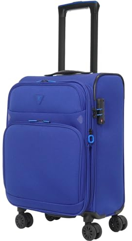 ABISTAB erweiterbar Weichschalenkoffer - Handgepäck Koffer klein 55x38x23cm, Stoffkoffer Trolley, Reisekoffer mit 4 Rollen & TSA Schloss, Blau