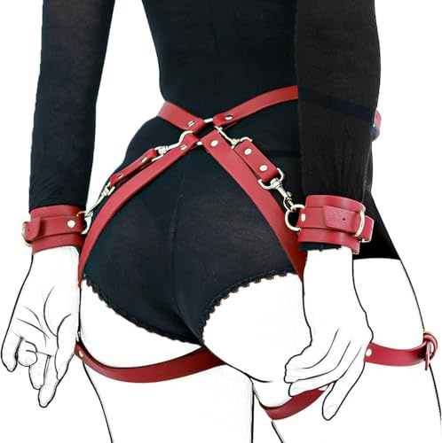 S.ex Bondage Kit Bed Restraints S.ex for Couple Adjustable Bed Straps Dominance Wrist and Ankle Chain with Cuff Bondaged A.dult Kit Game S.ex Resistant Set Kinky Play Women Men Sweatshirt (Red)