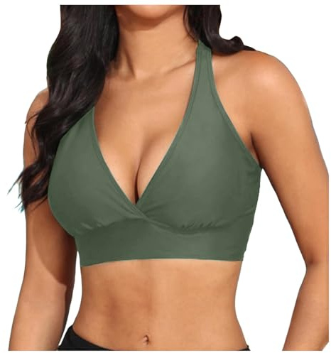 Haut de Bikini pour Femme Haut de Bikini Push-up Soutien-Gorge de Maillot de Bain rembourré Séchage Sportif Haut de rembourré Dos avec Rembourrage sans Armatures