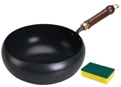 Folpus Padella Antiaderente per Cottura a Wok, a Gas, Grande, a induzione, con Fondo Piatto, per friggere, Regalo di inaugurazione della casa