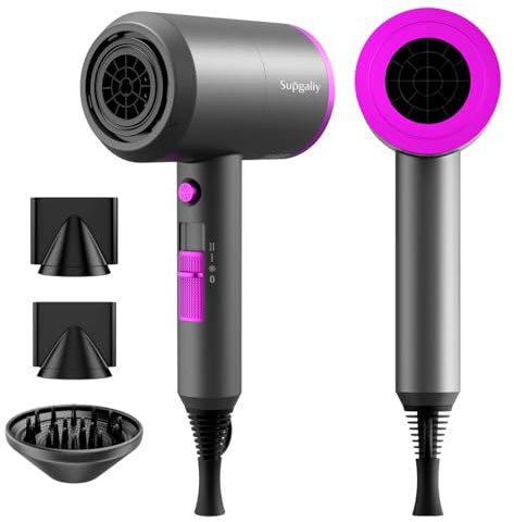 Hair Dryer, Professional Ionic Diffuser Hairdryer,1800 Watt AC Motor Quick Dry Travel Hairdryer, Salon with Hot and Cold Buttons Hairdryers for Women & Men(Light Gray)