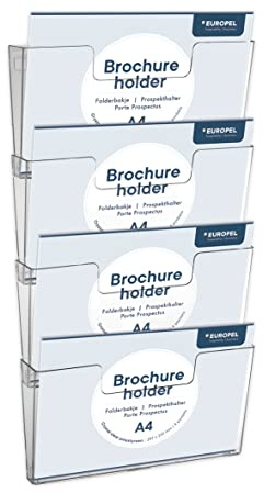 Europel OPUS 2 Présentoir pour prospectus 4 x DIN 1/3 A4 paysage, 350103