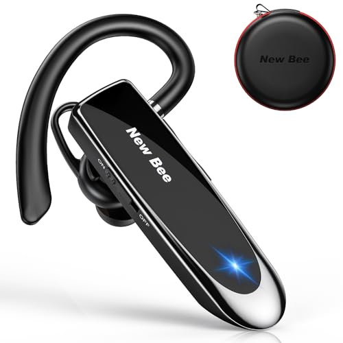 New bee Headset Bluetooth, Wireless Bluetooth Headset Freisprechen im Ohr mit Clear Voice Capture Technologie In-Ear Headsets für iPhone Samsung Huawei HTC, Sony, usw (Black2022)