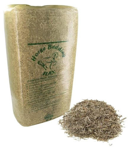 HRB Premium Leinstroh 15 Kg Horse, ca. 150 Liter Volumen, Leinenstroh extrem staubarm, Hanf Einstreu Ersatz sehr saugfähiges Flachs, ideal als Einstreu