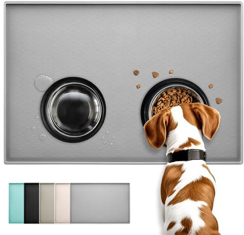 Conlun Tappetino alimenti Cani/Gatti, Tappetino in Gomma Siliconica, Design Antiscivolo, Bordo Rialzato per Evitare Fuoriuscite di Acqua o cibo, Lavabile in Lavastoviglie, Facile da Pulire