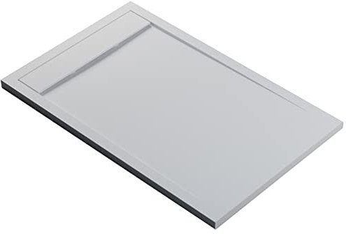 BERNSTEIN Duschtasse 140x90 cm Weiß matt Flache Bauhöhe, Duschwanne aus Mineralguss, Rechteckiges Duschbecken mit Gefälle, Mineralguss-Duschwanne
