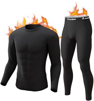 Thermal Underwear Long Johns for Men Base Layer Cold Weather Set A-Black