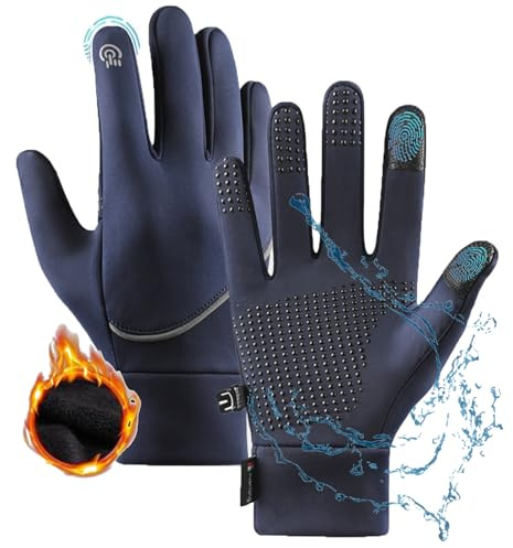 MLKLDOU wasserdichte Fahrradhandschuhe und Touchscreen,Thermohandschuhe für Herren und Damen,Winter Thermo-Handschuhe für Outdoor, Fahren, Radfahren, Laufen, Wandern (Blaue, M)