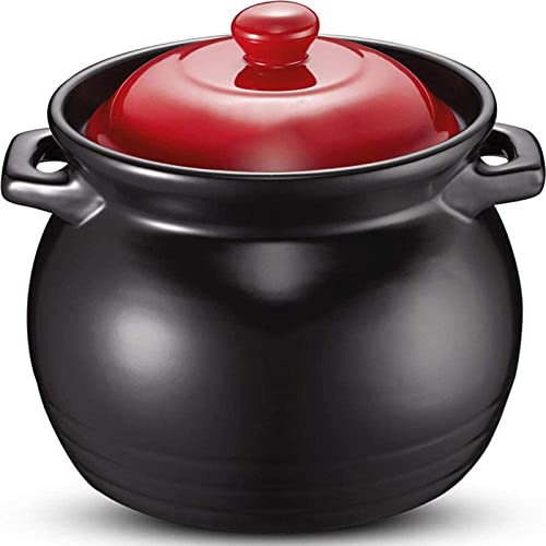 CVNIMV Cazuela De Barro Cazuela De Cerámica Olla De Barro para Cocinar Cazuela De Decocción-Rojo_Negro_6L (Rojo Negro 6L)