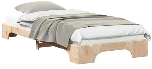 vidaXL Set de Estructura de Cama Moderna de Madera, 100 x 210 cm, en Marrón. Muebles para el Dormitorio Interior, Acabado Pintado, Resistente. Diseño sin Boxspring, Incluye Mesita de Noche y Espacio