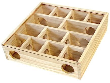 DECOMELODY Natural Wood Multi Maze for Hamsters and Chinchillas Small Animal Playground for Crawling and Exercise Cozy Wooden Shelter Accessory