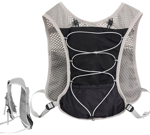 Mochila de Agua para Correr, Chaleco de hidratación para Correr - 5L Hidratación Reflectante Chaleco de Carreras - Equipo Deportivo Transpirable Ajustable de Secado rápido Ligero para Ciclismo,