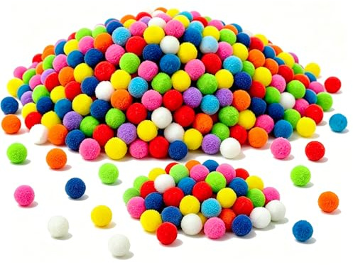 1cm High Elastic Pom Poms for Crafting, 500PCS Tiny Pom Poms