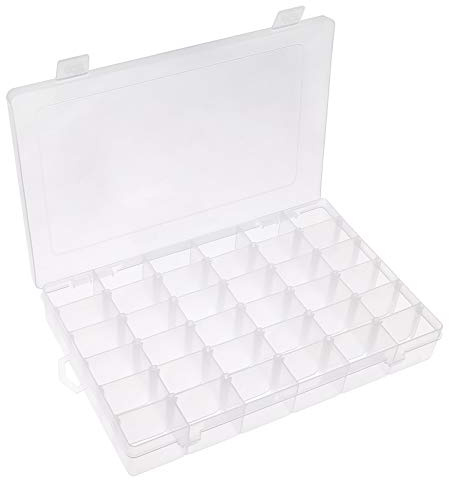 Opret 36 Grids Plastic Jewellery Organiser, Clear Storage Box with Adjustable Dividers Compartment Container for Earrings, Beads and Small Accessories