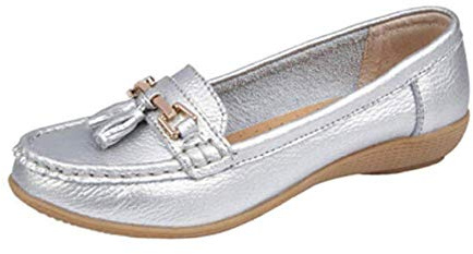 Ladies Jo & Joe LR Nautical Loafer Flatform Shoes Silver UK 8
