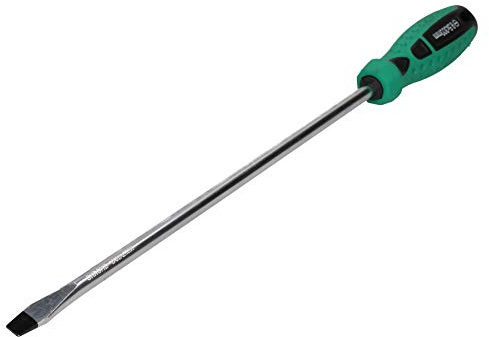 9.5mm x 300mm Slotted Flat Headed Screwdriver with Magnetic Tip Rubber Handle