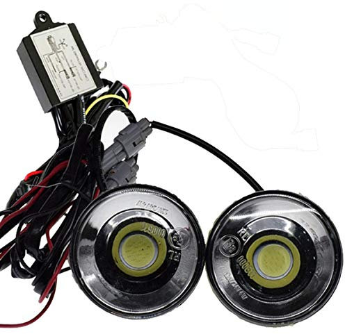 FOLGEMIR COB LED Tagfahrlicht rund, dimmbare Tagfahrleuchten, mehr als ECE R87, DC 12V, Weiß