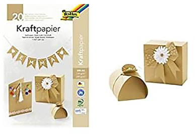 folia 698 - Kraftpapierblock Mix mit 10 Blatt Kraftpapier 120 g/m² und 10 Blatt Kraftkarton 230 g/m², DIN A4, unifarben natur, Block mit Kopfleimung, zum Basteln und Bedrucken
