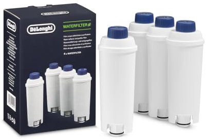 De'Longhi Original Wasserfilter 4er Pack DLSC321 - Zubehör für De'Longhi Kaffeevollautomaten mit Wasserfilter, Pflege und Schutz der Maschine, optimiert die Kaffeequalität und schützt vor Kalk