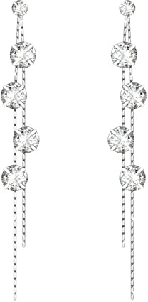 KristLand Kvinnors örhängen med tofs 925 silver örhängen zirkon hänge kristallörhängen bröllop nyår födelsedagspresent smyckeskrin för flicka flickvän brud, sterling silver, zirkon